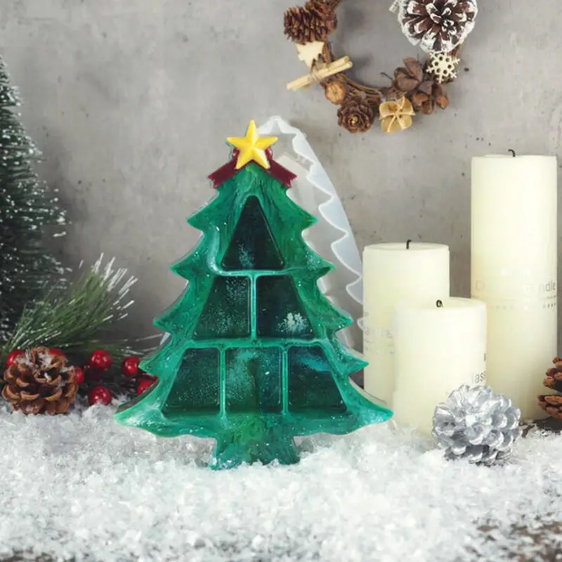 

DIY Christmas Tree Storage Box Decor Epoxy Resin Silicone Mold Jewelry Fillings Pendant Accessory Charms Handmade Cabochon Mould