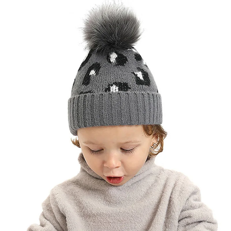 Leopard Print Baby Winter Hat For Girls Boys Autumn Winter Beanie Hat