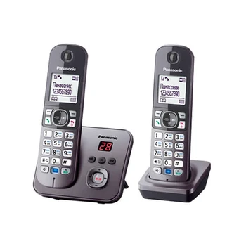 

DECT phone Panasonic KX-TG6822RUM black, telephone, radiophone, voicemail, alarm clock, wireless, headset jack, 2 handsets