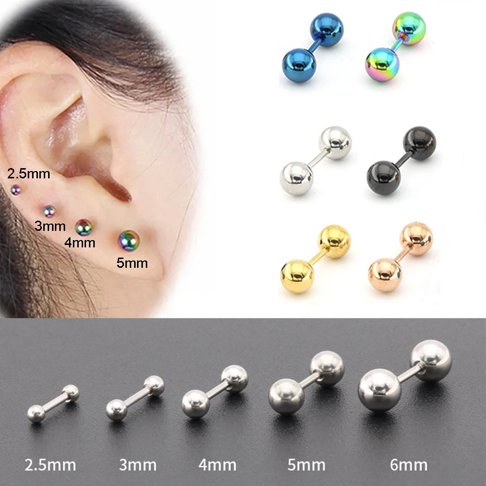 Stainless Steel Barbell Daith Tragus Helix Ring Stud Earing Cartilage Ear Earrings Piercing Body Jewelry 1Pair 16G