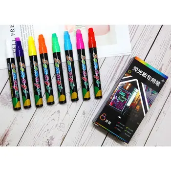 

8 Colors Highlighter Fluorescent Liquid Chalk Marker Neon Pen For LED Writing Board Blackboard Glass Painting Graffiti Office