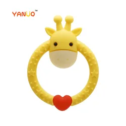 YANUO Baby Teether Round deer Soft Silicone Infant Teether Chew Toys Dental training