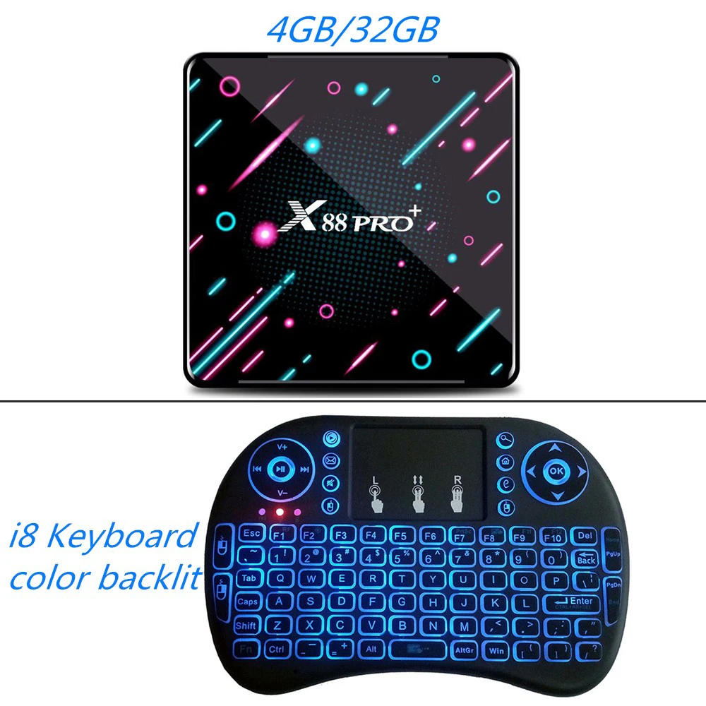 X88 PRO Plus Android 9,0 Смарт ТВ приставка 4 Гб ОЗУ 128 Гб 4 к ТВ приставка Rockchip RK3368 PRO Восьмиядерный USB 3,0 5G медиаплеер X88PRO - Цвет: 4G 32G i8 Backlit