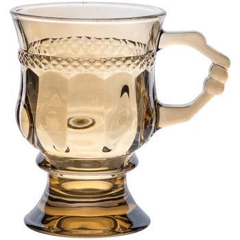

Coffee Glasses Cups Amber Relief Embossed Diamond Drinking Fruit Juice Wedding Party Wine Cup Champagne Glass 125ml