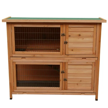 

Durable 48" 2 Tiers Waterproof Coop Rabbit Hutch Wood House Pet Cage for Small Animals