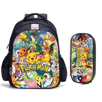 

2PCS/SET Pokemon Haunter Eevee Children School Bags Capacity Backpack Kids School Boys Girls Mochilas Infantil Catoon Rucksack