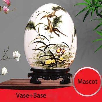 

Jingdezhen Ceramic Vase Chinese Style Landscape Vase+base Livingroom Home Furnishing Decoration Crafts Eggs Ornaments Articles