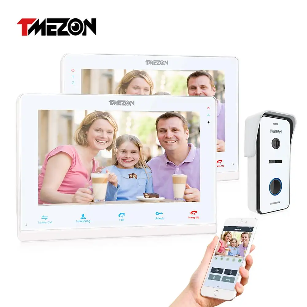 TMEZON беспроводной/Wi Fi умный IP видеозвонок система внутренней связи 10 дюймовый + 7