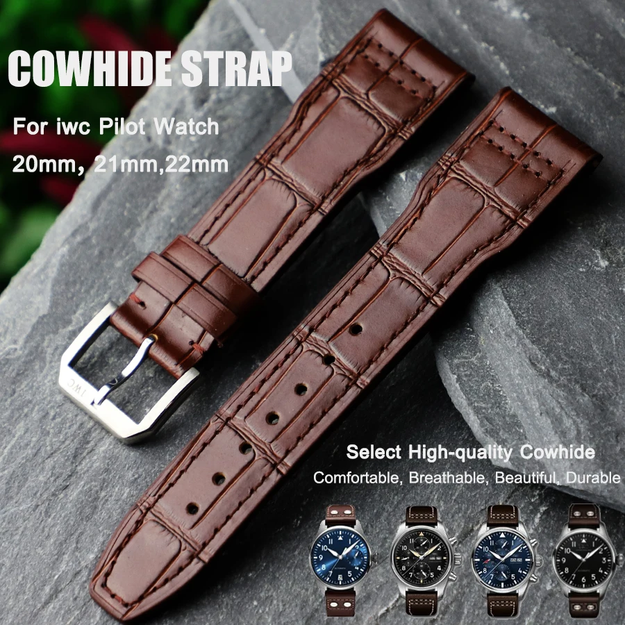 

20mm 21mm 22mm Watchband for IWC Pilot CLASSIC,SPITFIRE,LE PETIT PRINCE Watch Strap Calf Genuine Leather Bracelet Watch Band