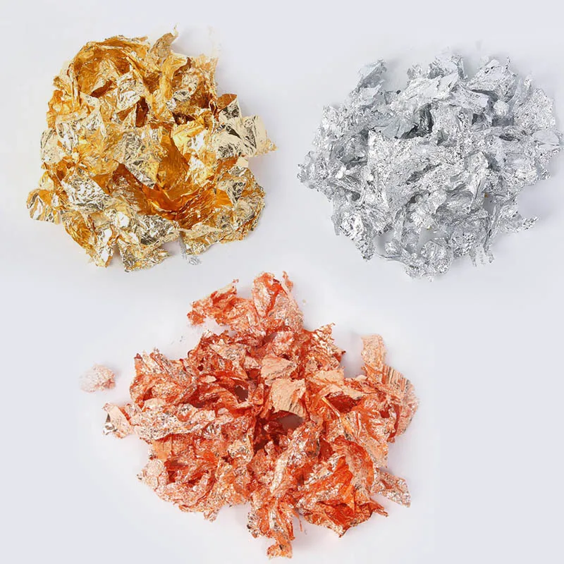 3g Decorative Gold Leaf Flakes Foil Leaf Imitation Sequins Glitters Craft Sheets Bulk Foil Paper for Gilding DIY Nail Art Decor