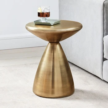 

Iron Creative Mobile Sofa Small Corner Coffee Table Small Round Table Living Room Side Table Bedroom Bedside Table Small Metal