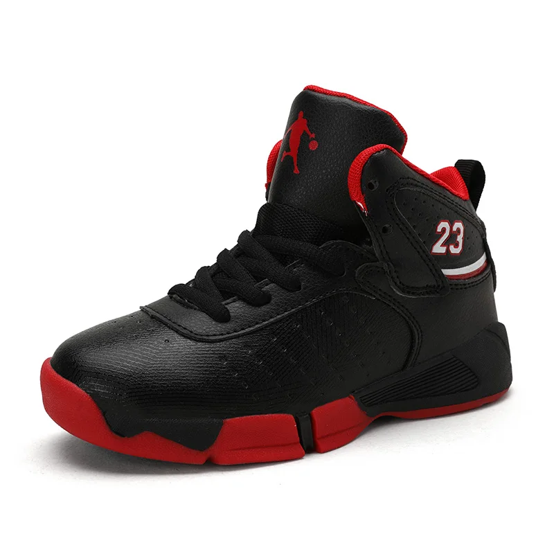 Новинка; детская Баскетбольная обувь; 3 баскетбольные кроссовки для мальчиков; Молодежная обувь в стиле ретро; 23 кроссовки; спортивная обувь Uptempo Zoom - Цвет: Черный