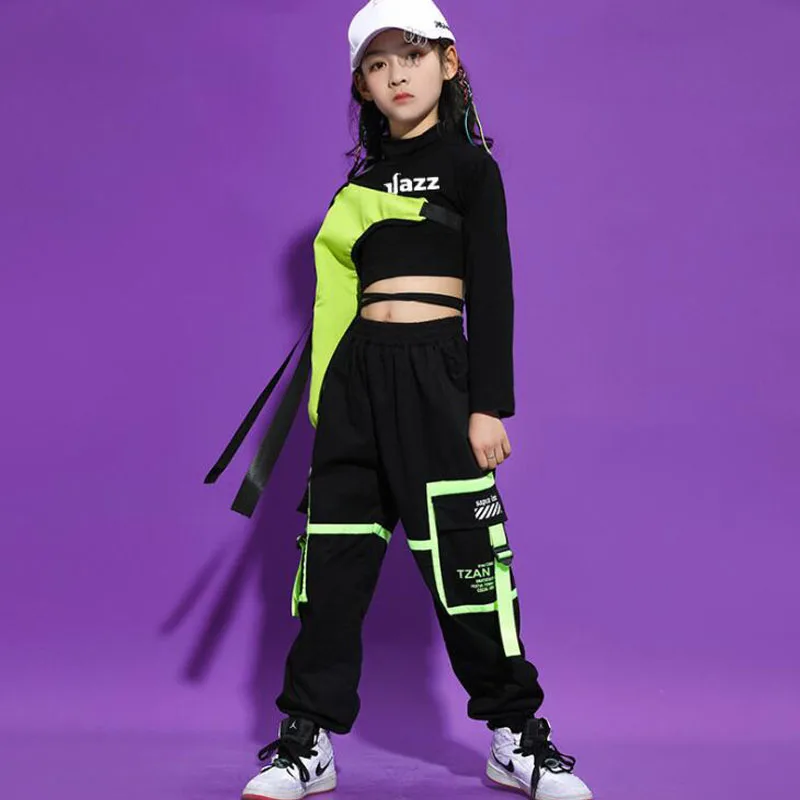 Abito Da Ballo Hip Hop Per Bambina - Felpa Con Cappuccio + Crop Top + Pantaloni Cargo - Foto 7