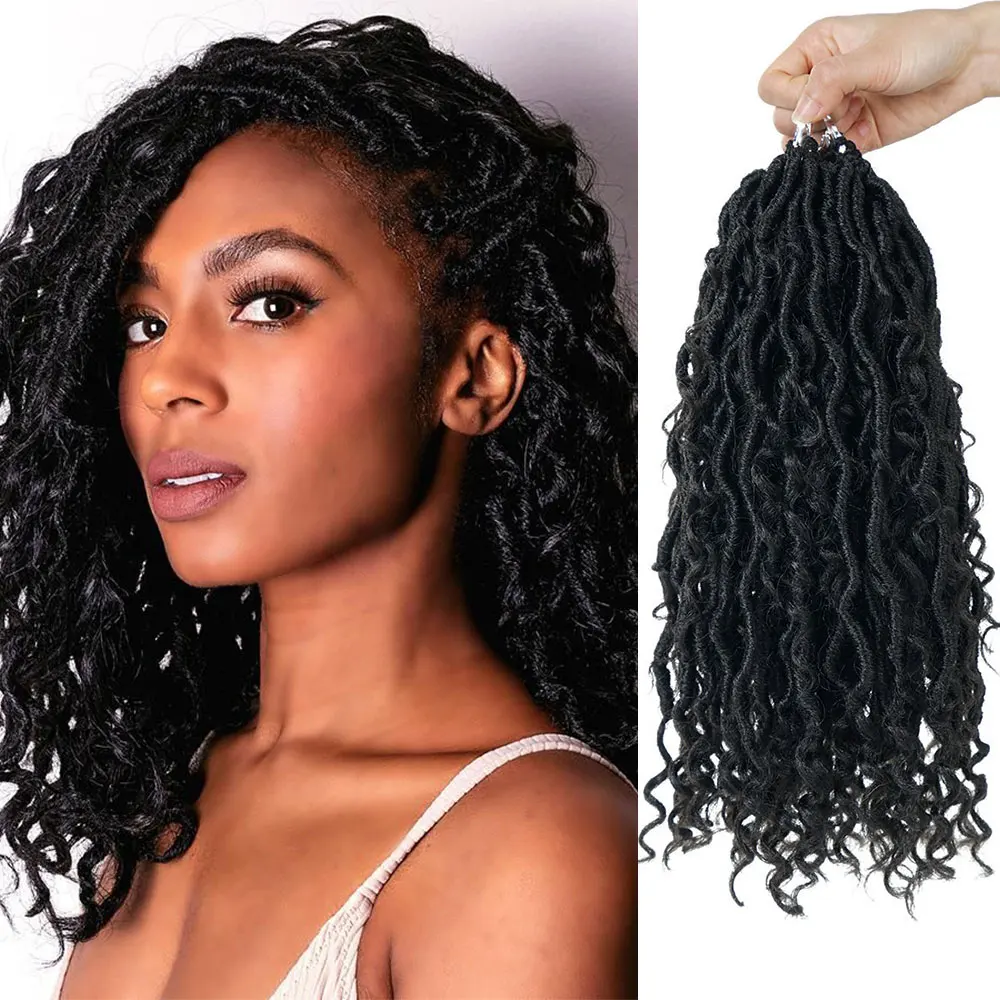 Женские плетеные косички Goddess Faux Locs Curly 24 Подставки/упаковка синтетические для