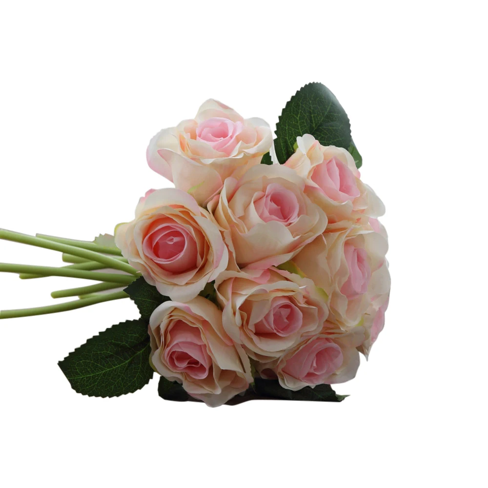 1 букет 10 шт. искусственная Красная роза цветок с головками Свадебный Шелковый Букет День рождения День Святого Валентина украшение дома