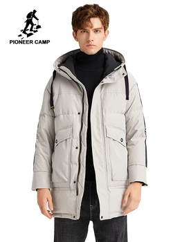 

Pioneer Camp Light Coat Warm White Duck Down Jackets Long Hooded Thick Winter Outdoor Coats for Male AYR907495