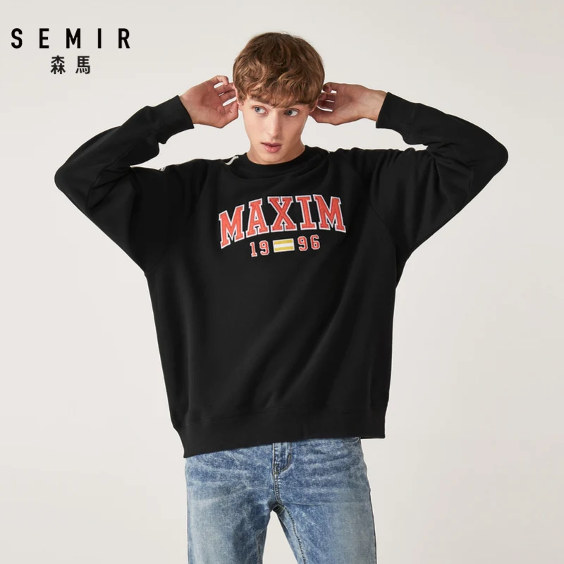 SEMIR Повседневный свитер, Мужская Толстая зимняя рубашка, новинка, Гонконгский стиль, шикарный пуловер, флисовый, для взрослых, осень, на плече, толстовки для мужчин