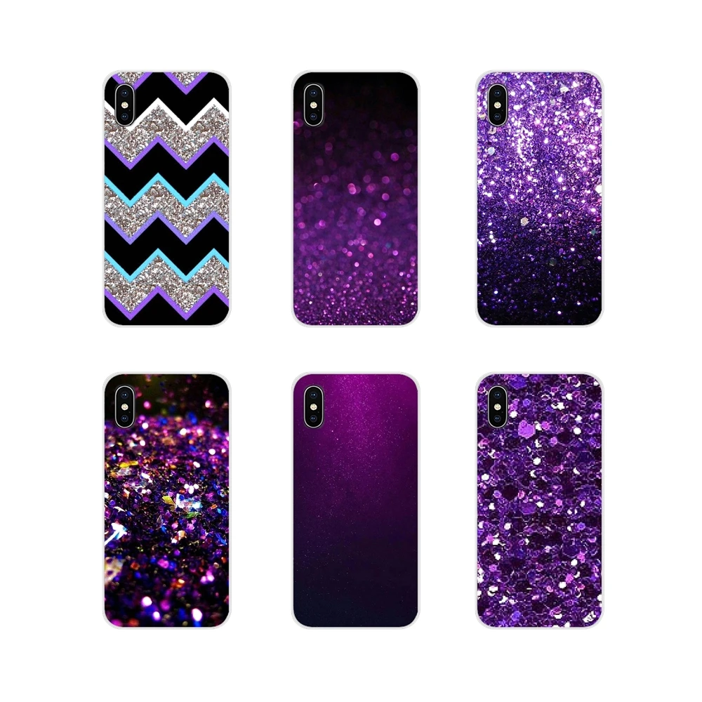 For Apple iPhone X XR XS 11Pro MAX 4S 5S 5C SE 6S 7 8 Plus ipod touch 5 6 Accessories Phone Cases Covers Purple sparkle Glitter | Мобильные