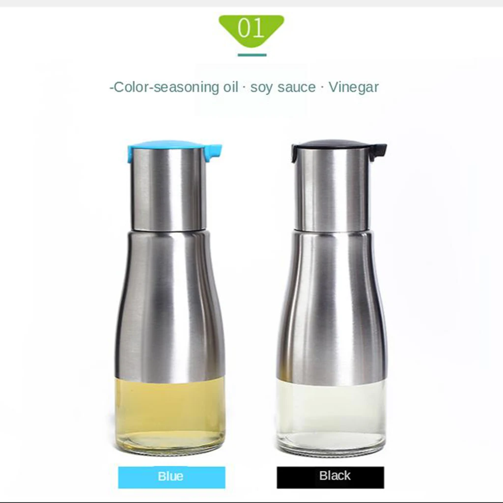 Stainless Steel Olive Oil Bottle Cruet Oil Carafe Decanter for Kitchen