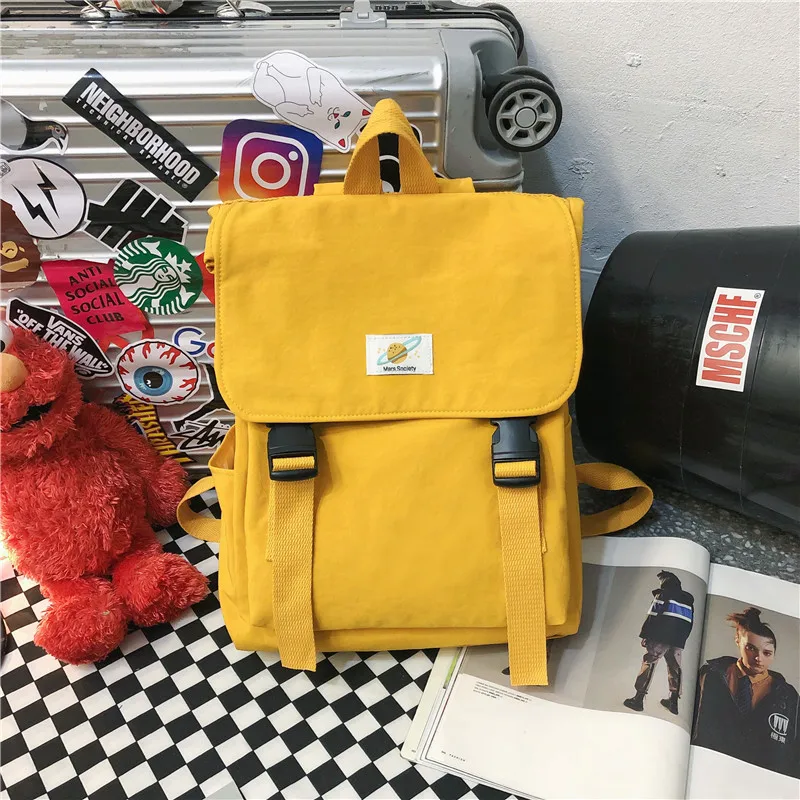 Harajuku Ulzzang, пара рюкзаков, нейлон, для женщин и мужчин, рюкзак, корейский стиль, для колледжа, школьная сумка для подростков, девочек, мальчиков, для путешествий, mochilas - Цвет: Цвет: желтый