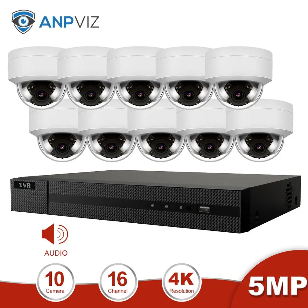 Anpviz 16CH 4K NVR 5MP купол аудио/4X Оптический POE Комплект ip-камеры для дома/улицы системы безопасности CCTV видеонаблюдение NVR комплект