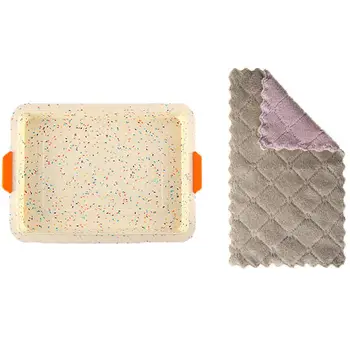 

1x Square Silicone Baking Tray Mold Pan Cake Mold DIY Bakeware Bread Mould Colorful & 12 Pack Kitchen Cloth Towels