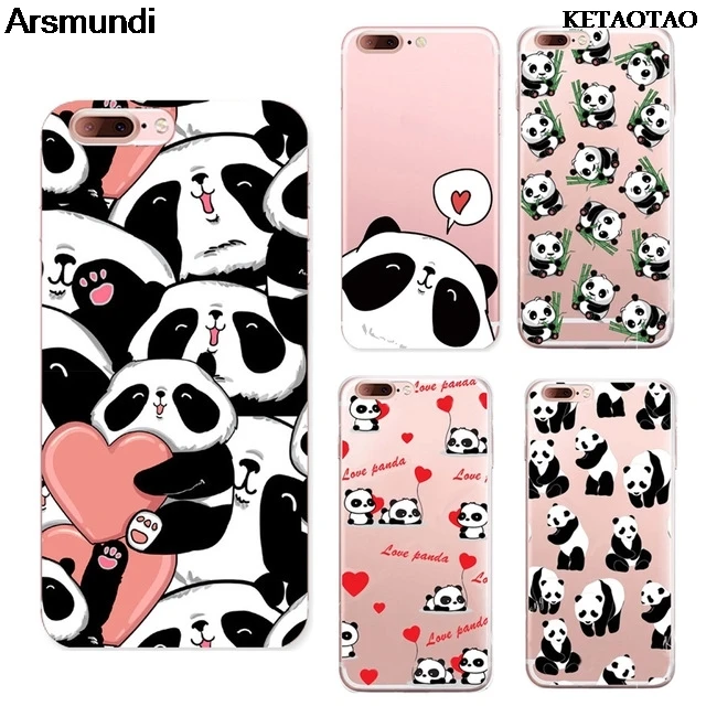 KETAOTAO Family pandas with bamboo painted Phone Cases for iPhone 4S 5C 5S 6S 7 8 Plus X Case Crystal Clear Soft TPU Cover |