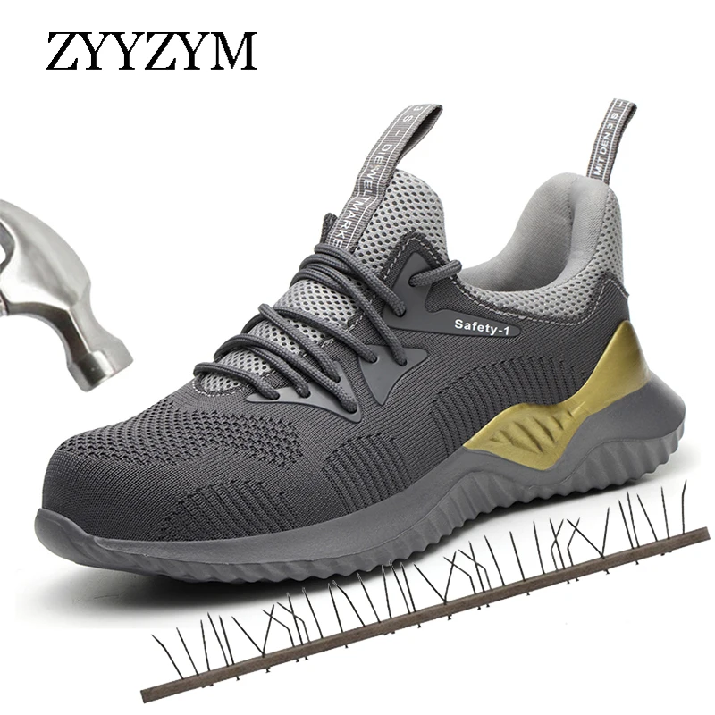 

ZYYZYM Steel Toe Men Work&Safety Boots Outdoor Puncture Proof Protective Men Work Safety Shoes Men Sneakers Utility Footwear