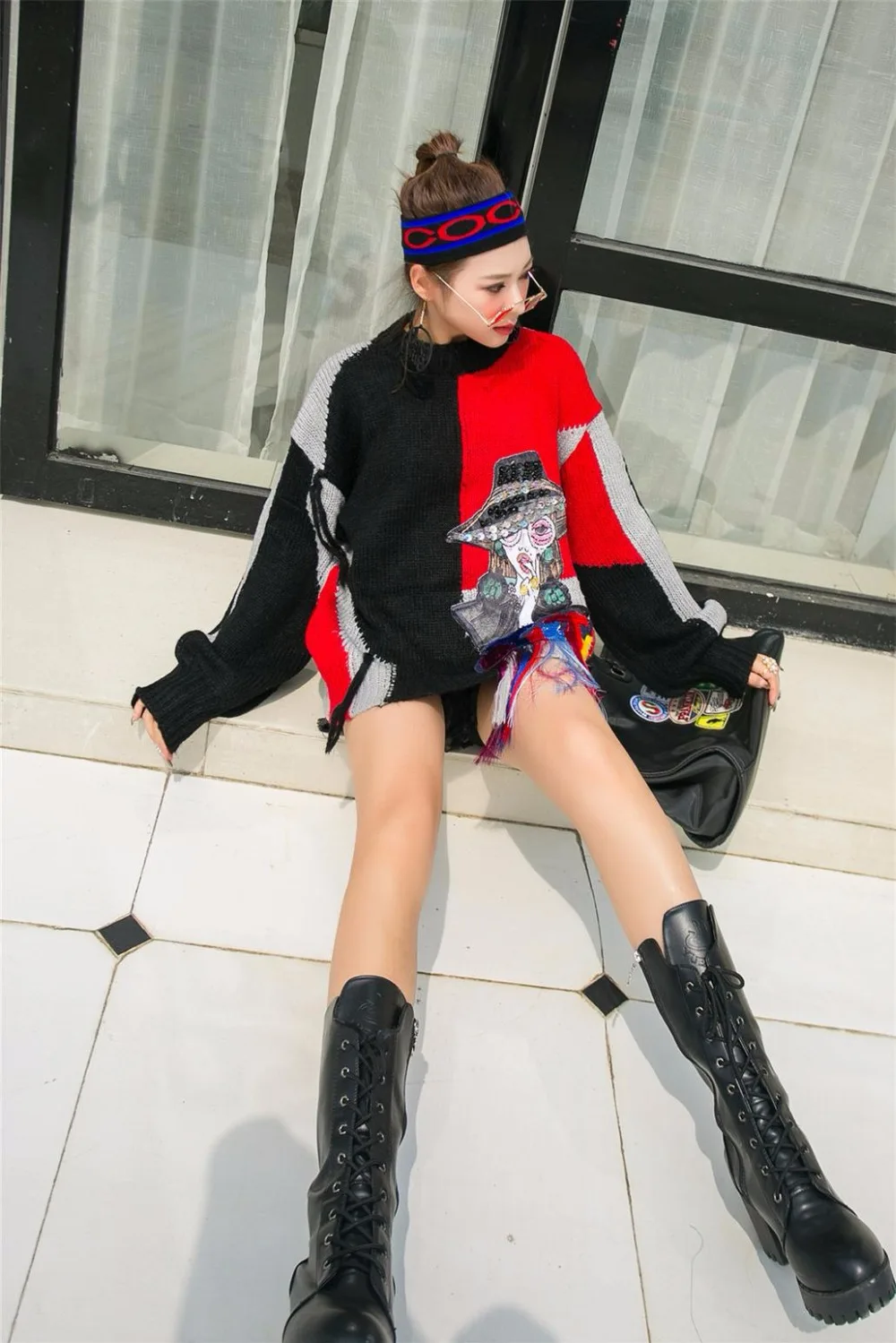 SexeMara/Модный Свободный вязаный свитер с блестками и кисточками
