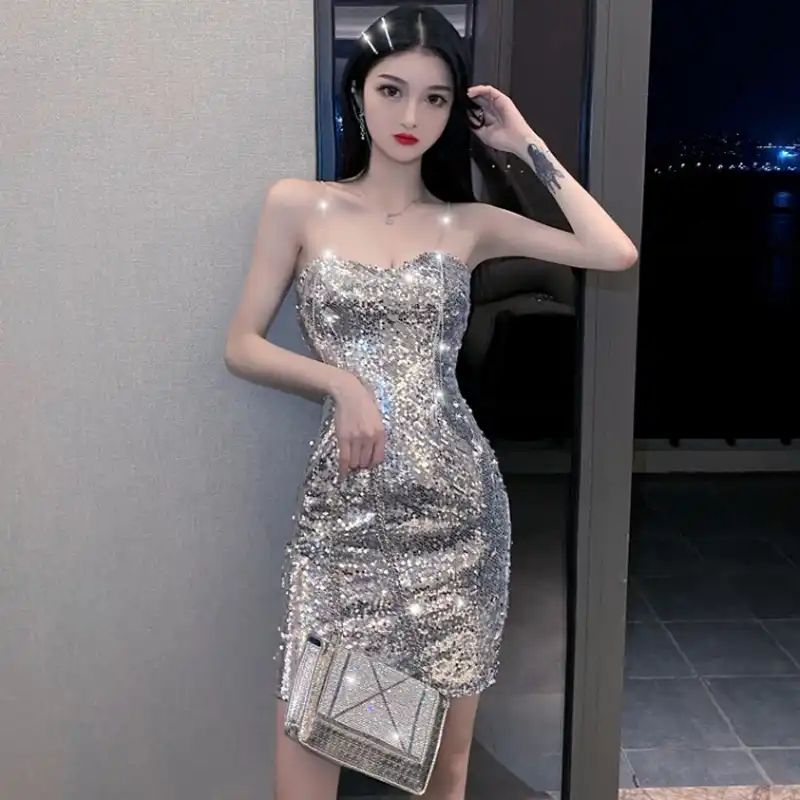 black glitter sequin dress