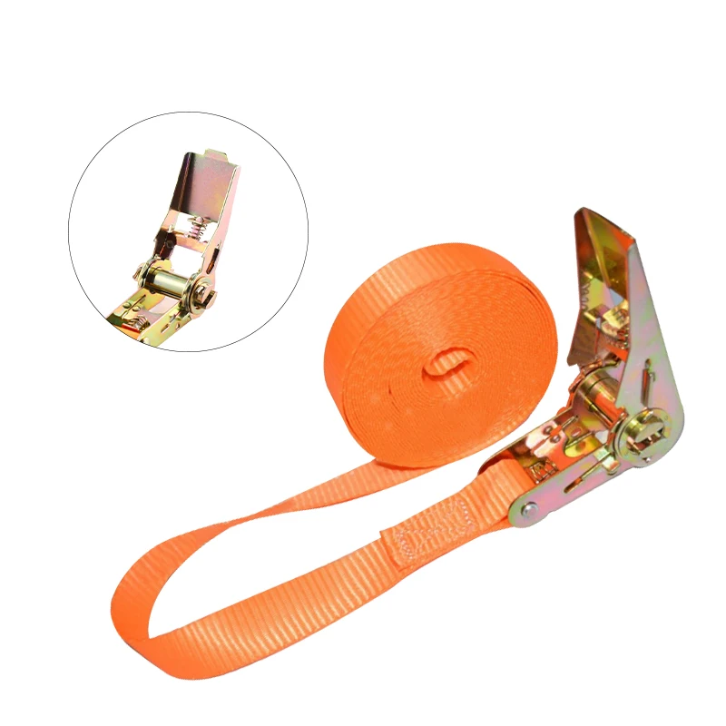 5M Portable Heavy Duty Tie Down Cargo Strap Luggage Lashing Strong Ratchet Strap Belt With Metal Buckle Orange