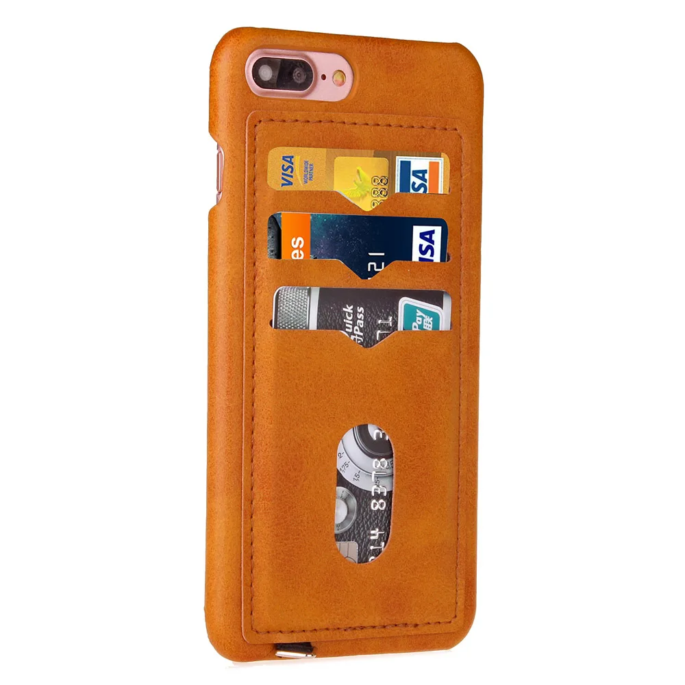 Противоударный чехол для телефона s для iPhone 5, 5S, SE, 6, 6 S, 7, 8 Plus, X, 10, кожаный держатель для карт, гибридный, полный защитный чехол для iPhone 7, противоударный - Цвет: orange