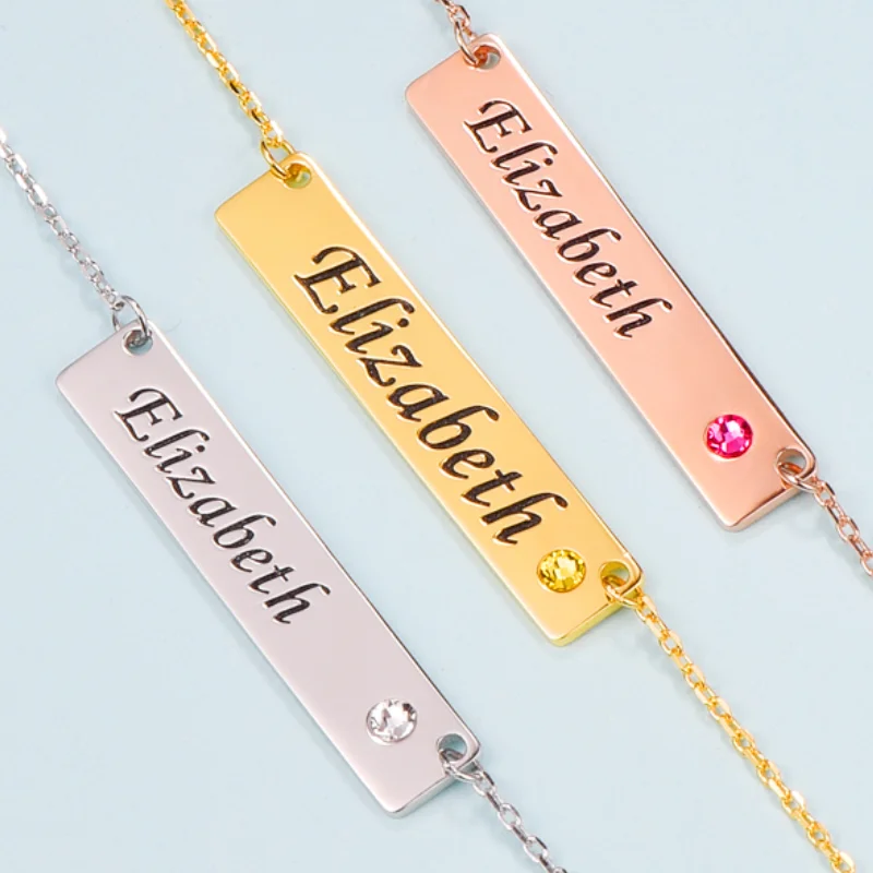 

Stainless Steel Engraving Rectangle Name Necklace Customized Nameplate Necklaces Birthday Gift Custom Jewelry Name Necklace