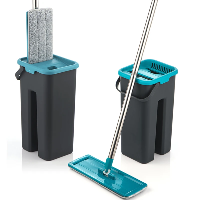 De apretar la fregona y el cubo de Manos libres retorciéndose limpieza de suelo mopa de microfibra almohadillas mojado o seco uso laminado de madera de|Mopas| - AliExpress