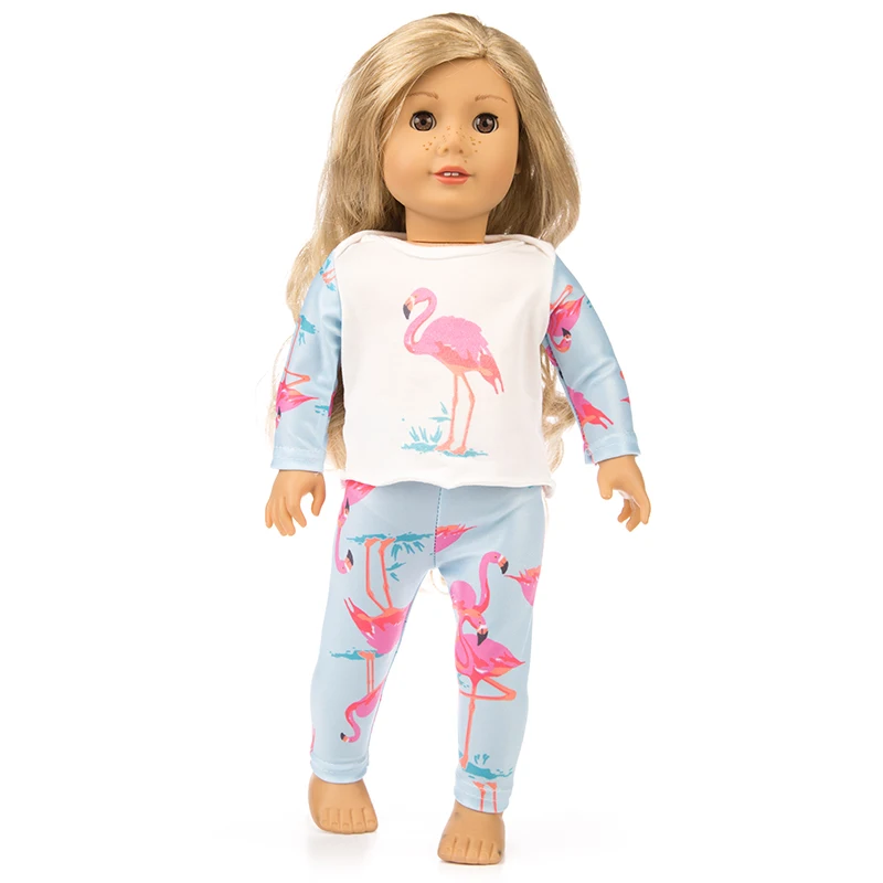 Американская кукольная одежда для девочек, фламинго, единорог, кактус, альпака, подходит для 43 см, Детская кукольная одежда, 18 дюймов, Набор кукольной одежды - Цвет: Flamingo 1 Pcs