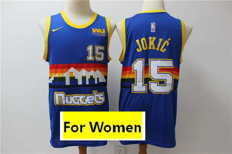 1 Женский бейсбольный мяч Денвер Аллен Айверсон#15 Nikola Jokic#27 Jamal Murray майки - Цвет: 1