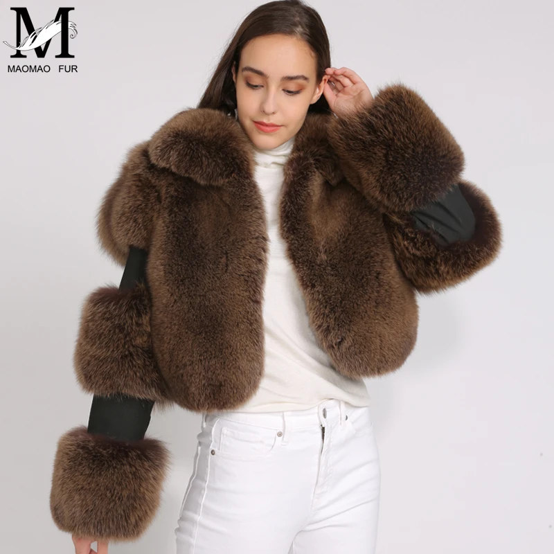 New Fashion Women Warm Real Fox Fur Coat Short Style Winter Fur Jacket Women Hot Promotion Natural Blue Fox Fur Coats