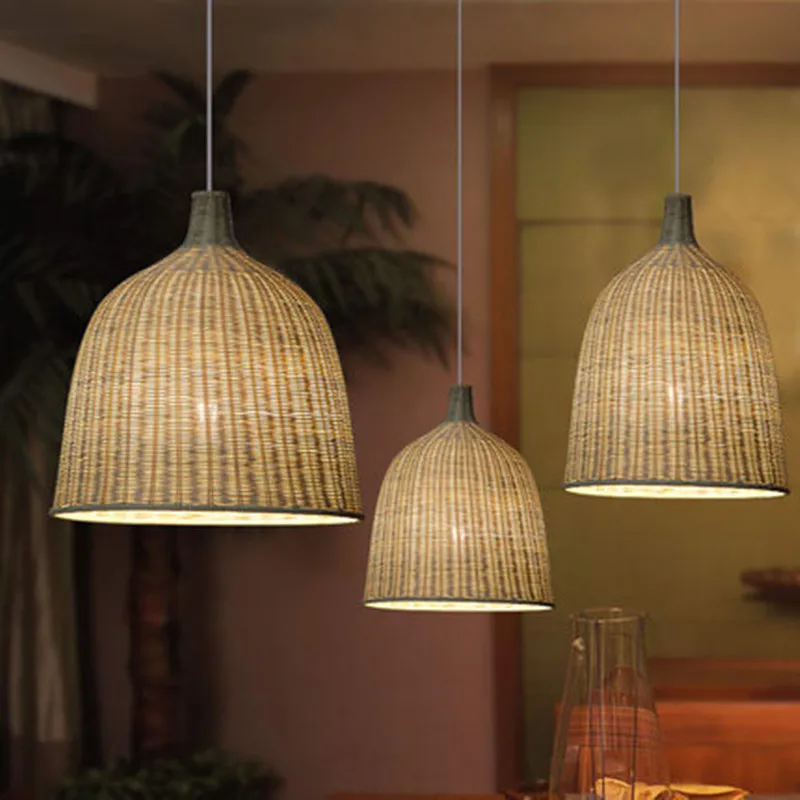 

Creative Southeast Asia Rattan Pendant Lights Japanese Restaurant Tea Bar Manual Hanglamp Weaving Bamboo Rattan Lighting Fixture