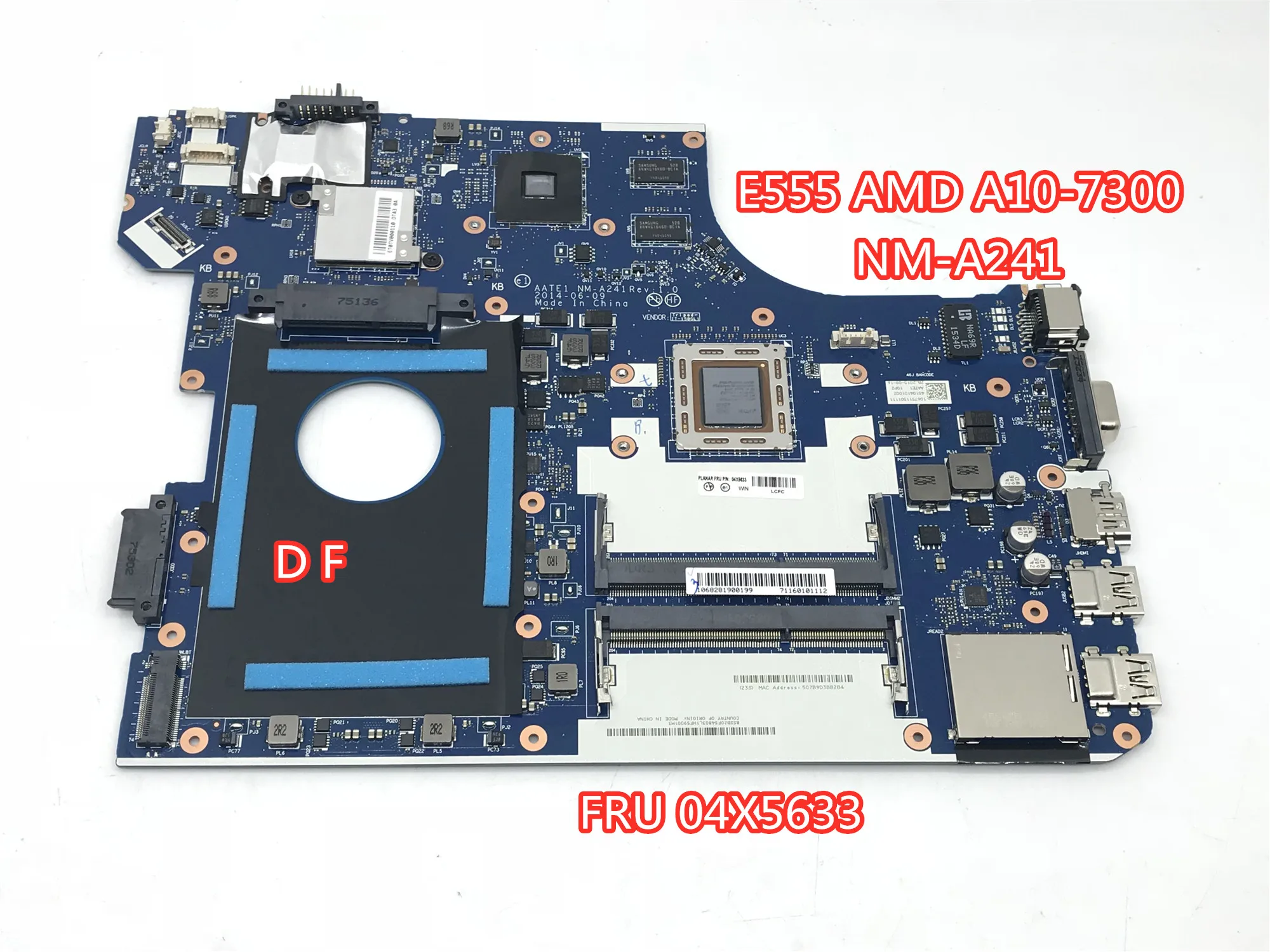 

FRU 04X5633 AATE1 NM-A241 laptop motherboard for lenovo Thinkpad E555 Mainboard A10-7300 CPU full tested