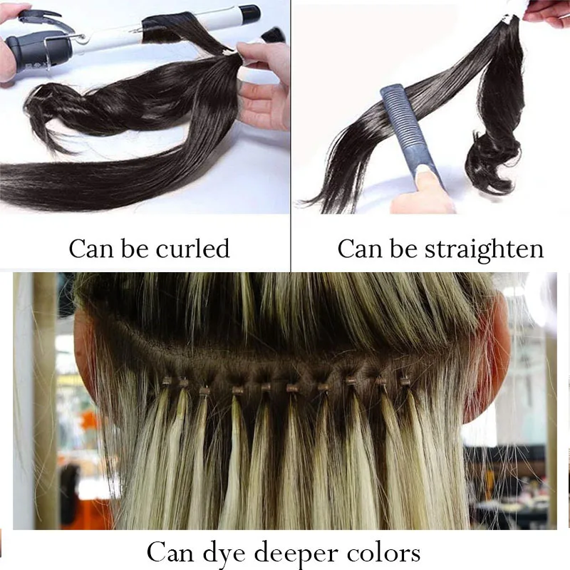 Lucybeauty нано-наращивание волос#1 Jet Black 1"-22" Remy микро кольцо нано бусина волосы микро звено наращивание волос