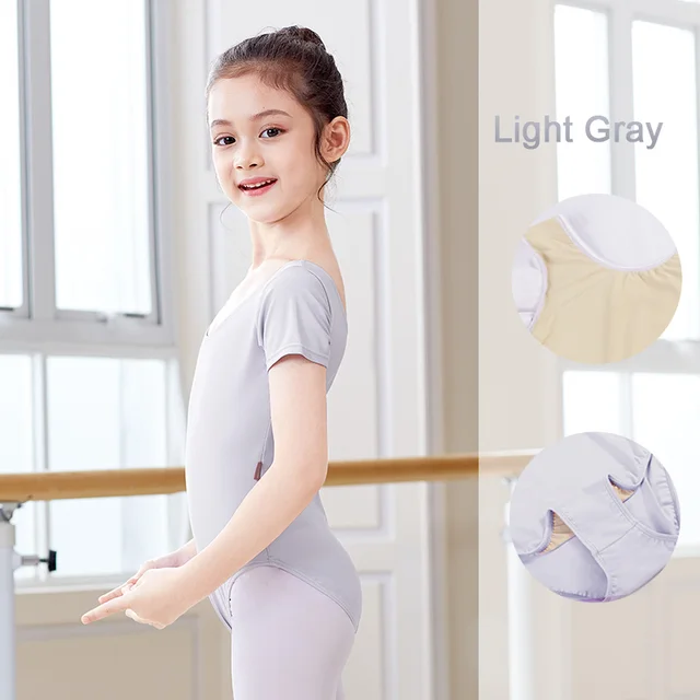 Girls Ballet Leotards High Quality Ballet Bodysuit Teen Soft Lining Dancewear Kids Nylon Short Sleeve Gymnastics Leotards with Lining