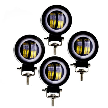 

4Pcs 12v 20w Led Headlights Moto Angel Eyes head lamp Car driving Work Light Bar auto fog lights for SUV ATV Tractor Boat Truck