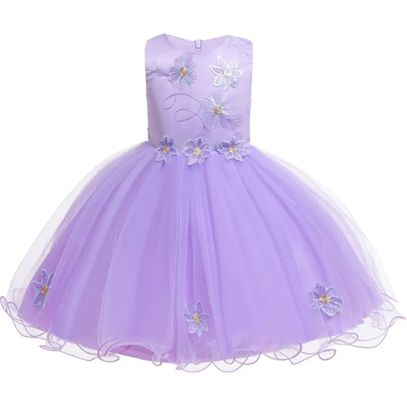 purple Платье для малышей; кружевное детское платье-пачка с вышивкой; платье для дня рождения, свадьбы; платье для девочек; детское платье для крещения для девочек; одежда для малышей - Цвет: purple