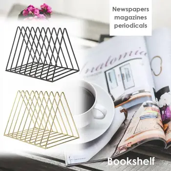 

Classic Nordic Style Triangle Simple Wrought Iron Book Shelves Iron Spray Paint Material Wear Resistance Desktop Storage Rack