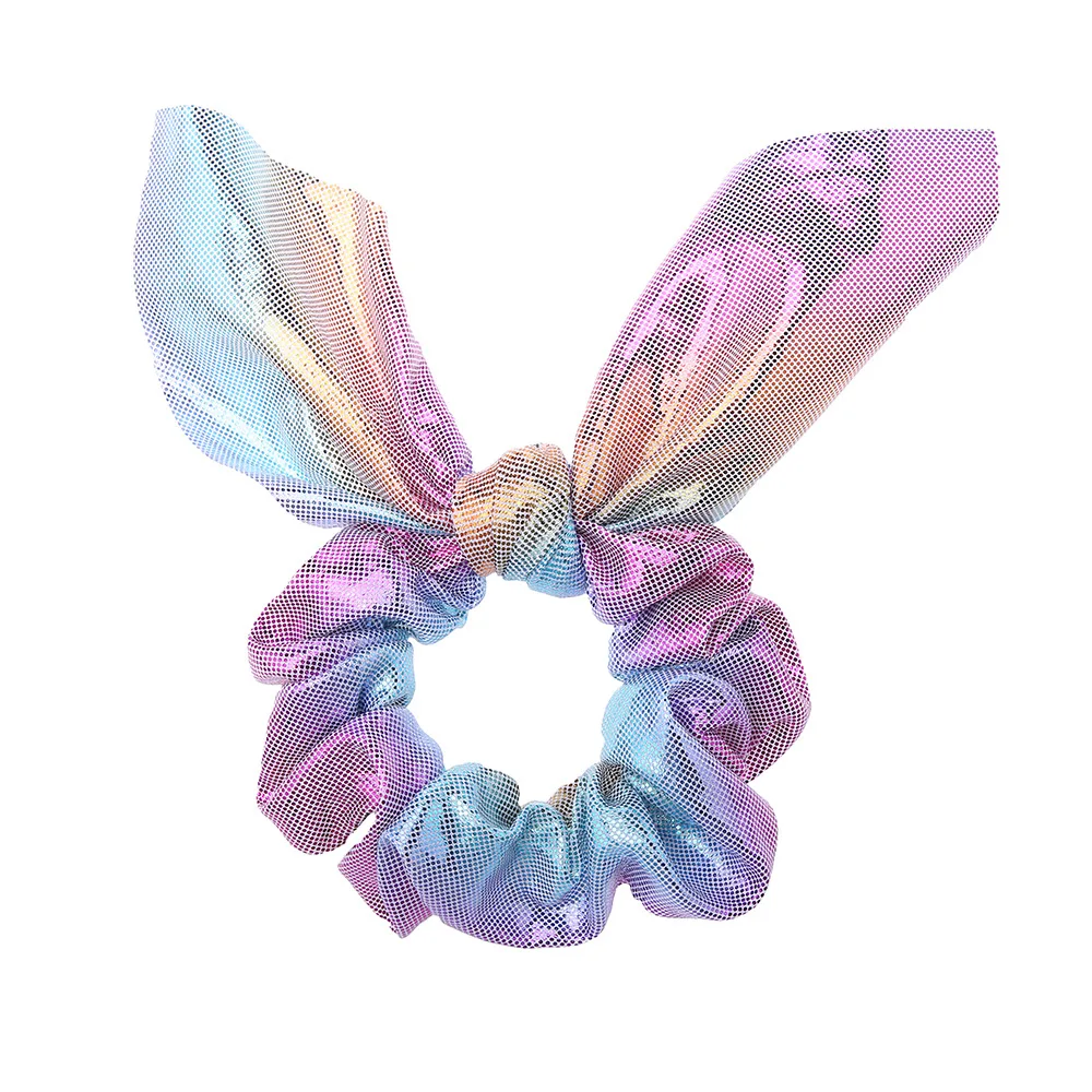 Hot- selling hot- gold rabbit ears small ribbon gradient laser simple European and American fashion small intestine circle 10