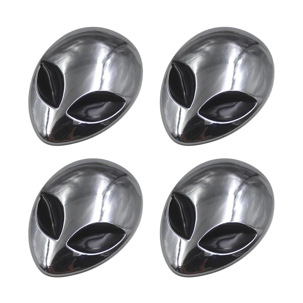 Pack of 4 3D Metal Alien Head Emblem Badge Sticker Decal Car Body Exterior Cover Fender Decals