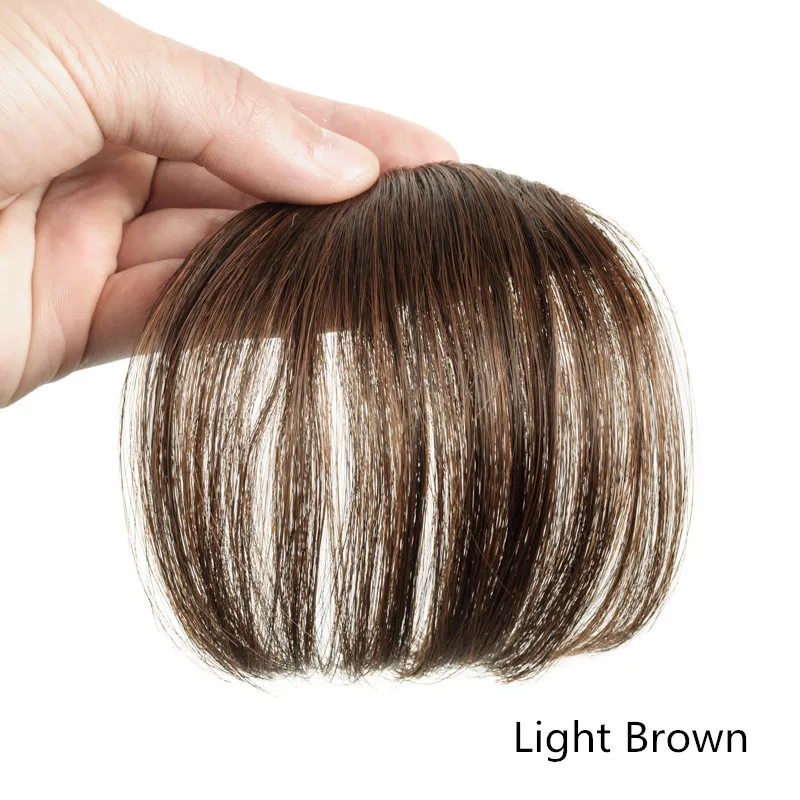 Gres Натуральные Прямые волосы на заколках для наращивания Женские синтетические волосы челка высокотемпературное волокно темно-коричневые/Черные накладные волосы