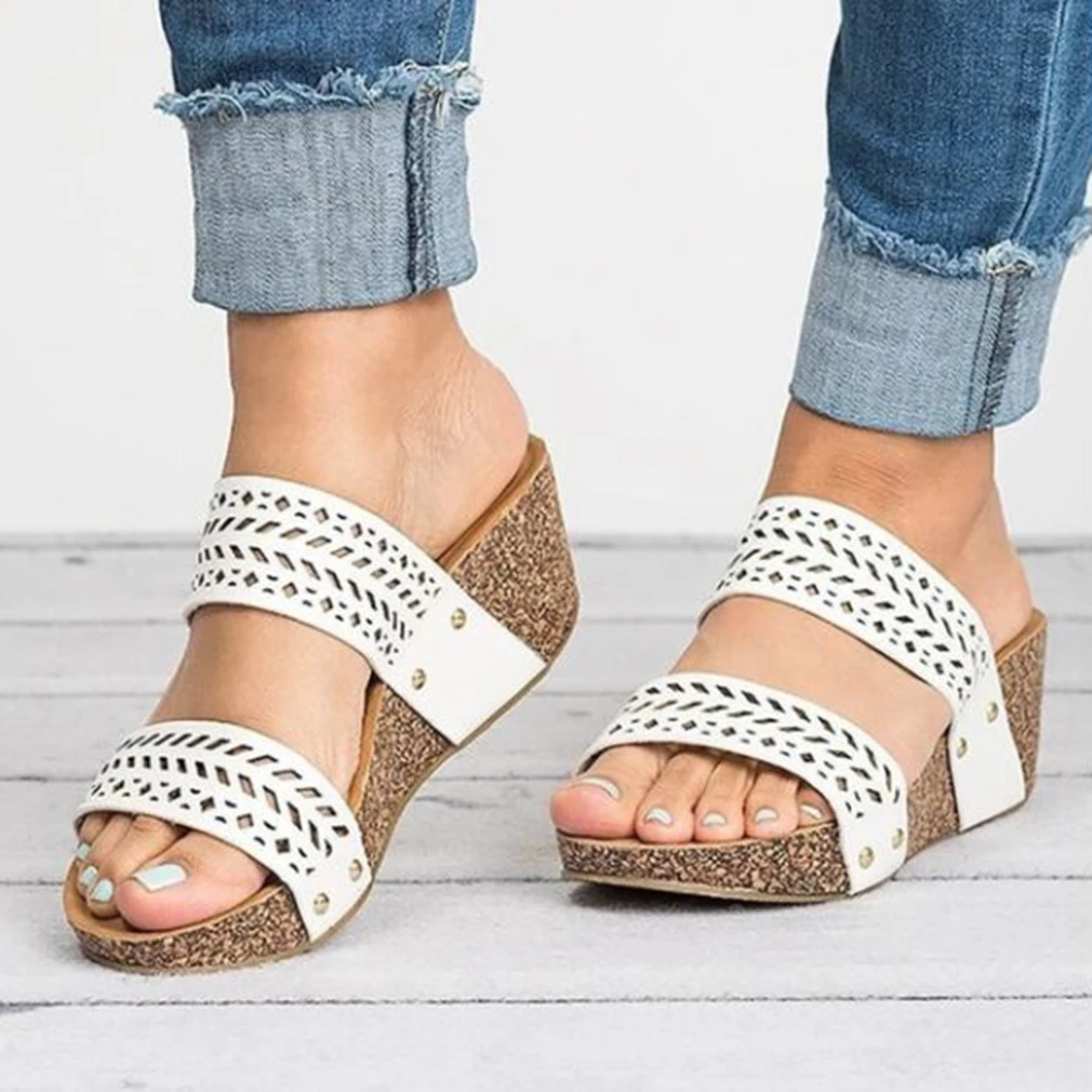 

Summer Fashion Shoes For Woman Outdoor Sandals Wedge Soft Bottom Comfortable Sandals Sandalias Shoes High Heel Slippers Dropship