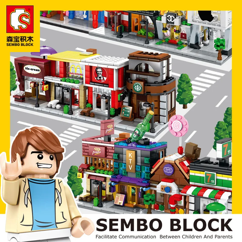 

Baby Semp Sd6046 Street View 4 Mixed Mini City Street View Small Particles Children Educational Building Blocks Toy