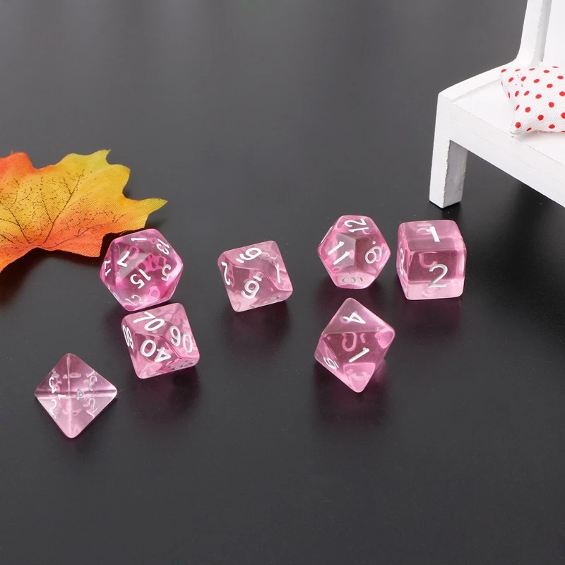 7Pcs Clear Polyhedral Game Dice For Dragon Pathfinder D20 D12 2xD10 D8 D6 D4 Fast Reach | Спорт и развлечения
